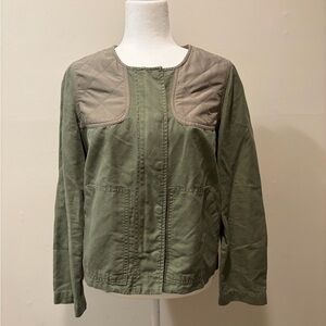 Boden Army Olive Green Cotton Linen Utility Jacket